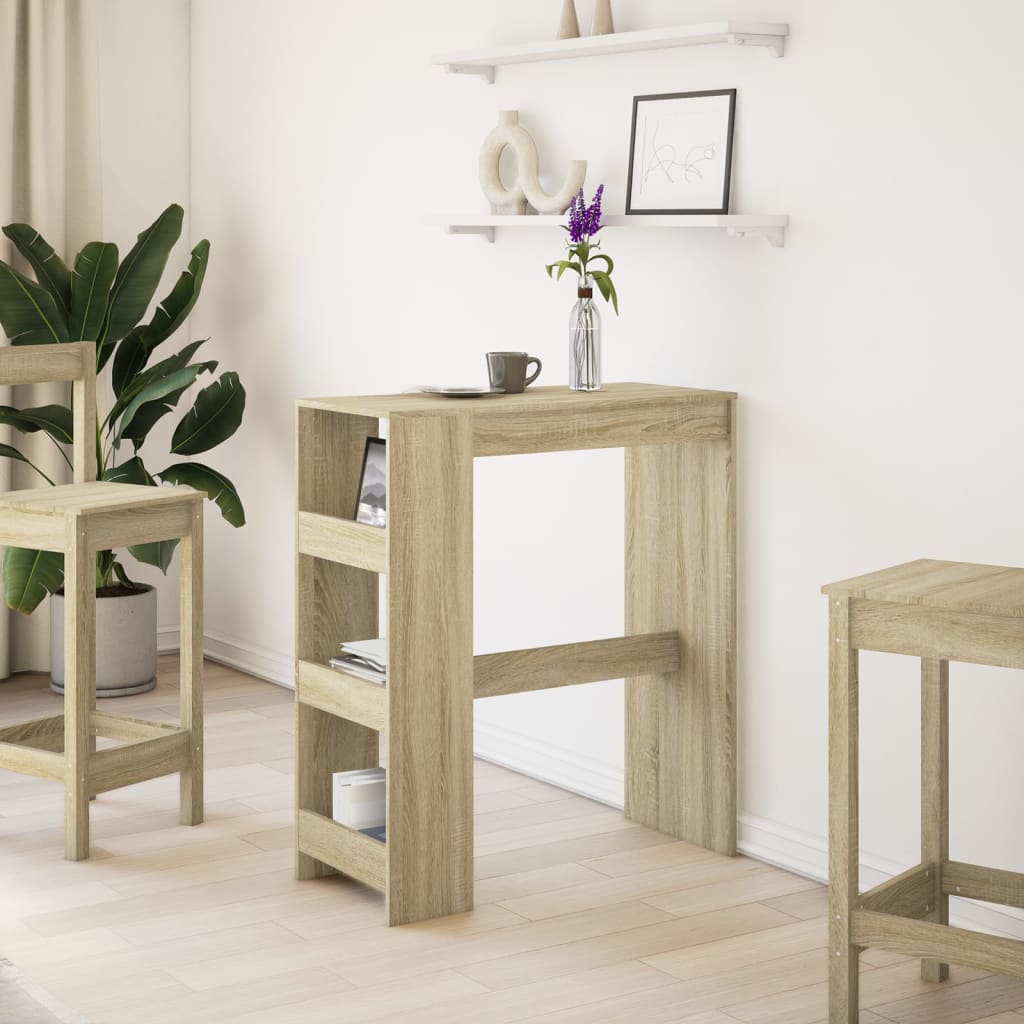 vidaXL Bar Table with Racks Sonoma Oak 90x40x103.5 cm Engineered Wood 3
