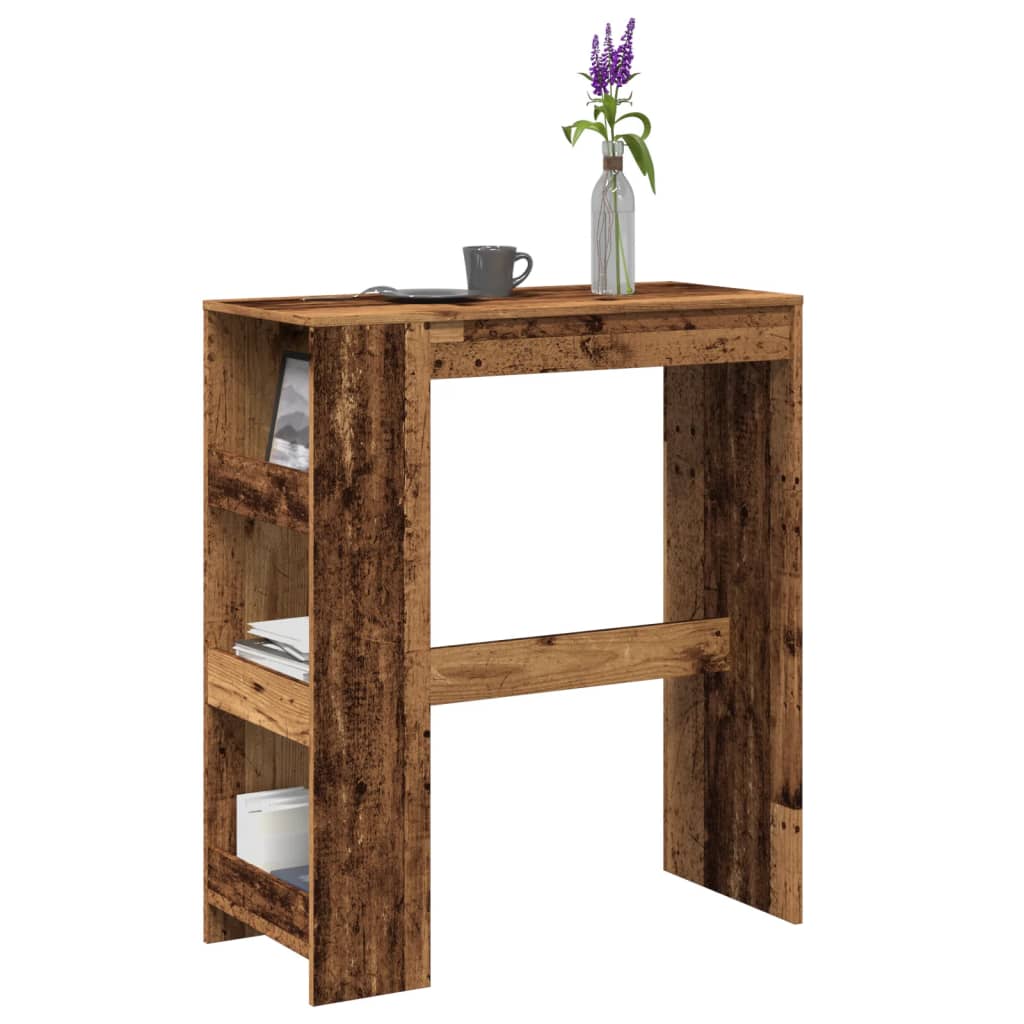 vidaXL Bar Table with Racks Old Wood 90x40x103.5 cm Engineered Wood 1