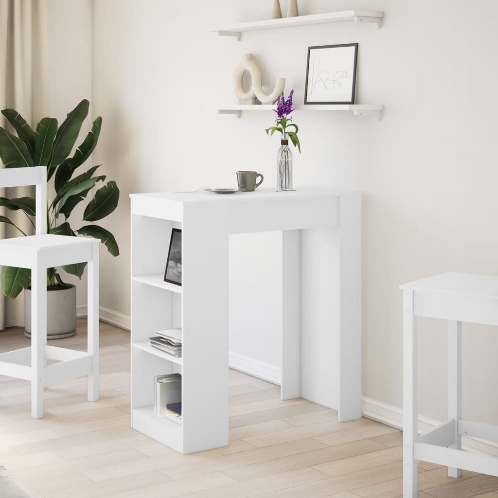vidaXL Bar Table with Racks White 95x47x103.5 cm Engineered Wood 3