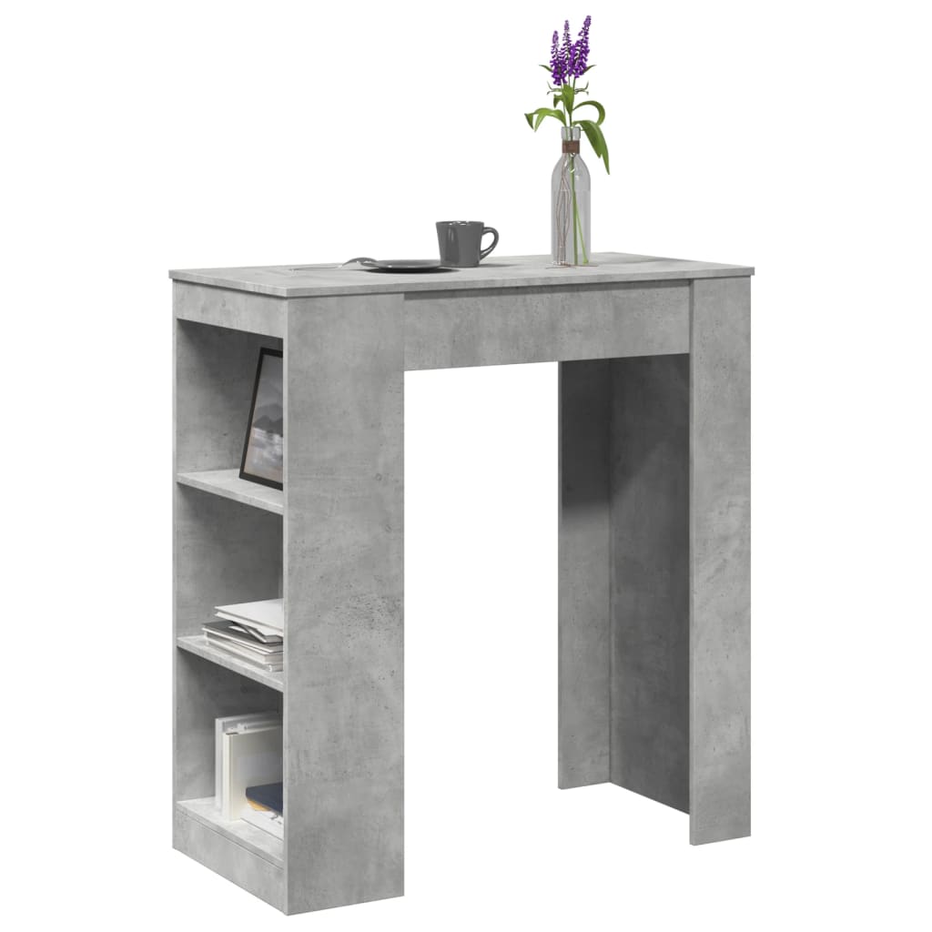 vidaXL Bar Table with Racks Concrete Grey 95x47x103.5 cm Engineered Wood 1