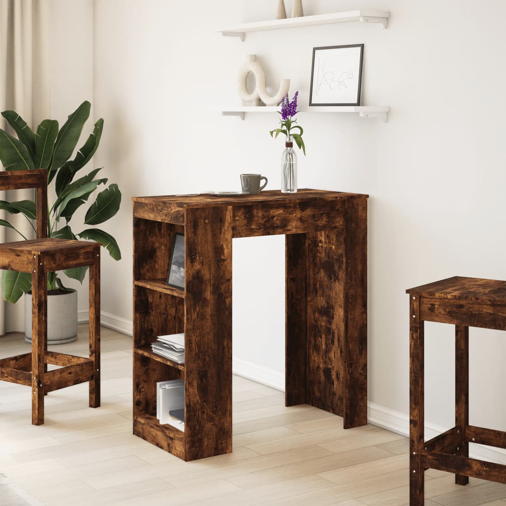 vidaXL Bar Table with Racks Smoked Oak 95x47x103.5 cm Engineered Wood 3