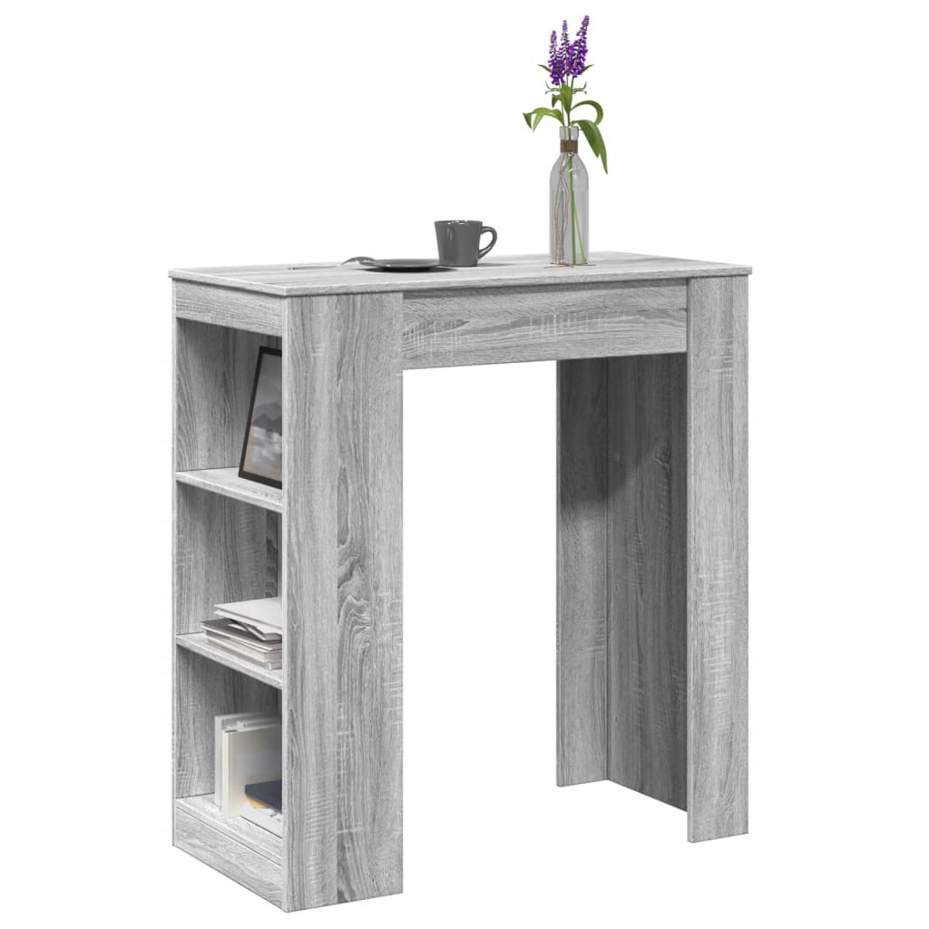 vidaXL Bar Table with Racks Grey Sonoma 95x47x103.5 cm Engineered Wood 1