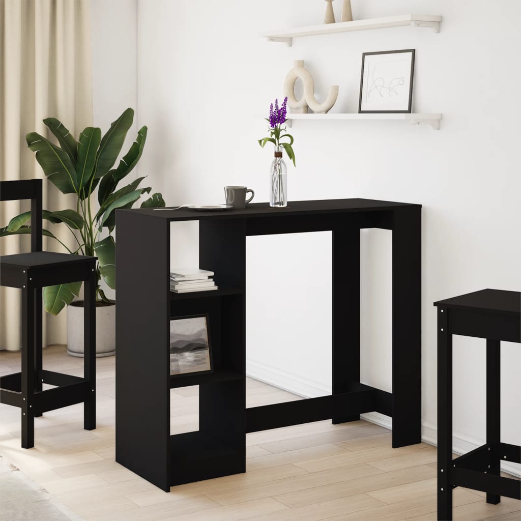 vidaXL Bar Table | Black | Engineered wood | 124x46x103.5 cm | Bar Table 3