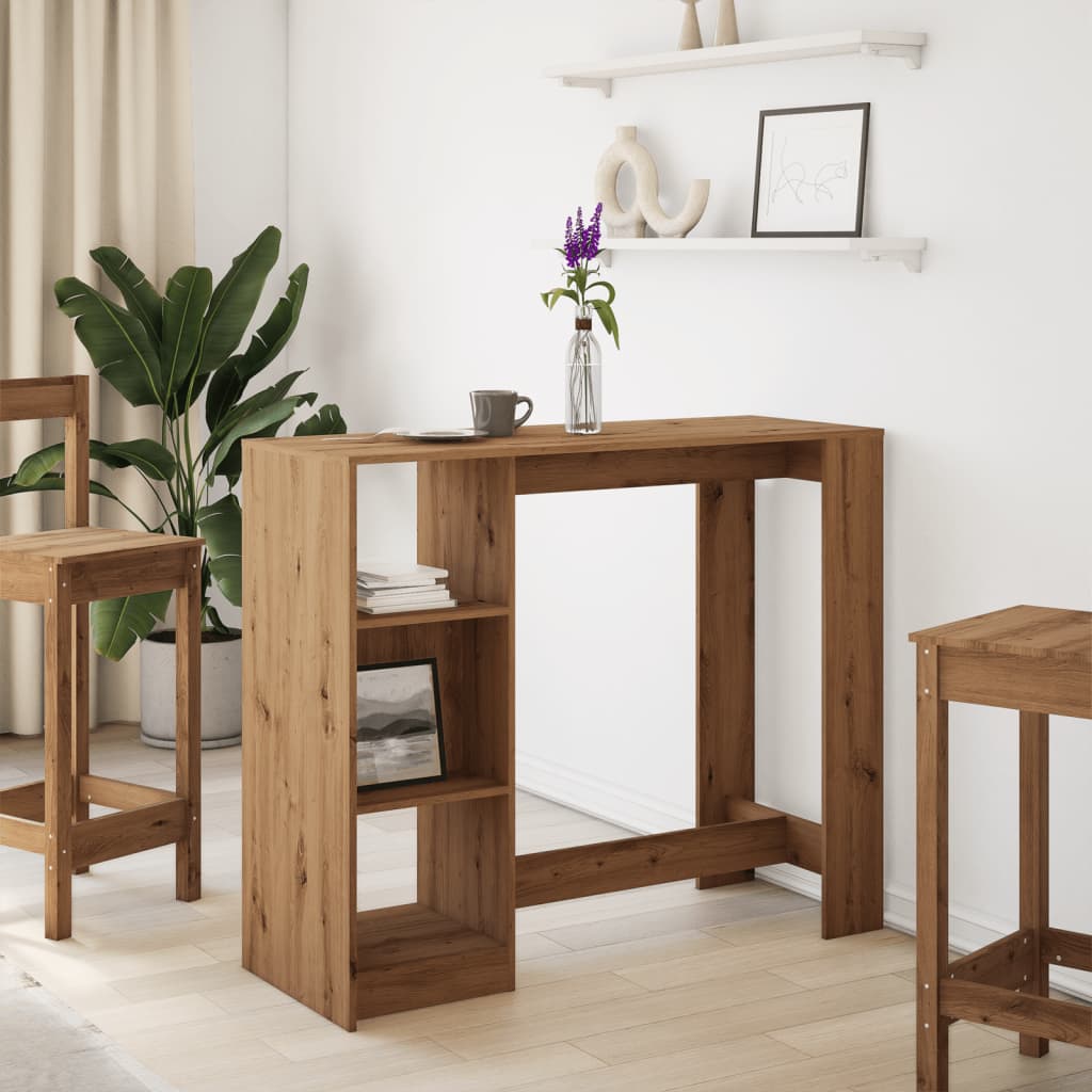 vidaXL Bar Table with Shelf Artisan Oak 124x46x103.5 cm Engineered Wood 3