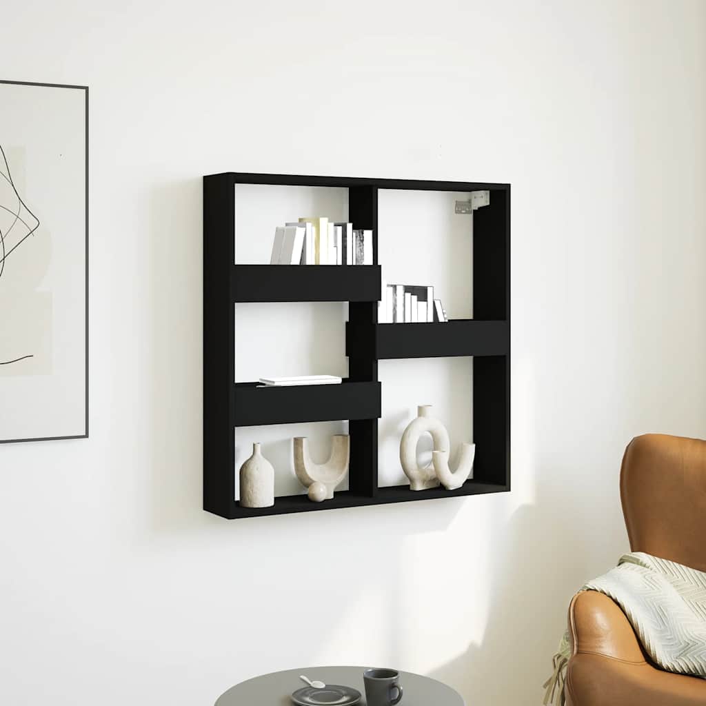 vidaXL Wall Cabinet Black 80x15x80 cm Engineered Wood 1