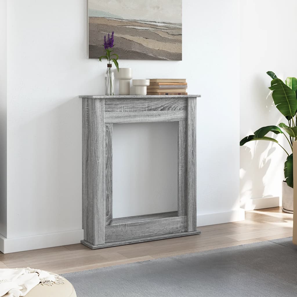 vidaXL Fireplace Surround Grey Sonoma 75x20x87.5 cm Engineered Wood 3