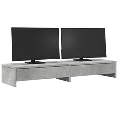 vidaXL Monitor Stand with Drawers Concrete Grey 100x27x15 cm Engineered Wood 3
