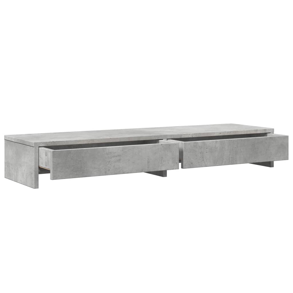 vidaXL Monitor Stand with Drawers Concrete Grey 100x27x15 cm Engineered Wood 5