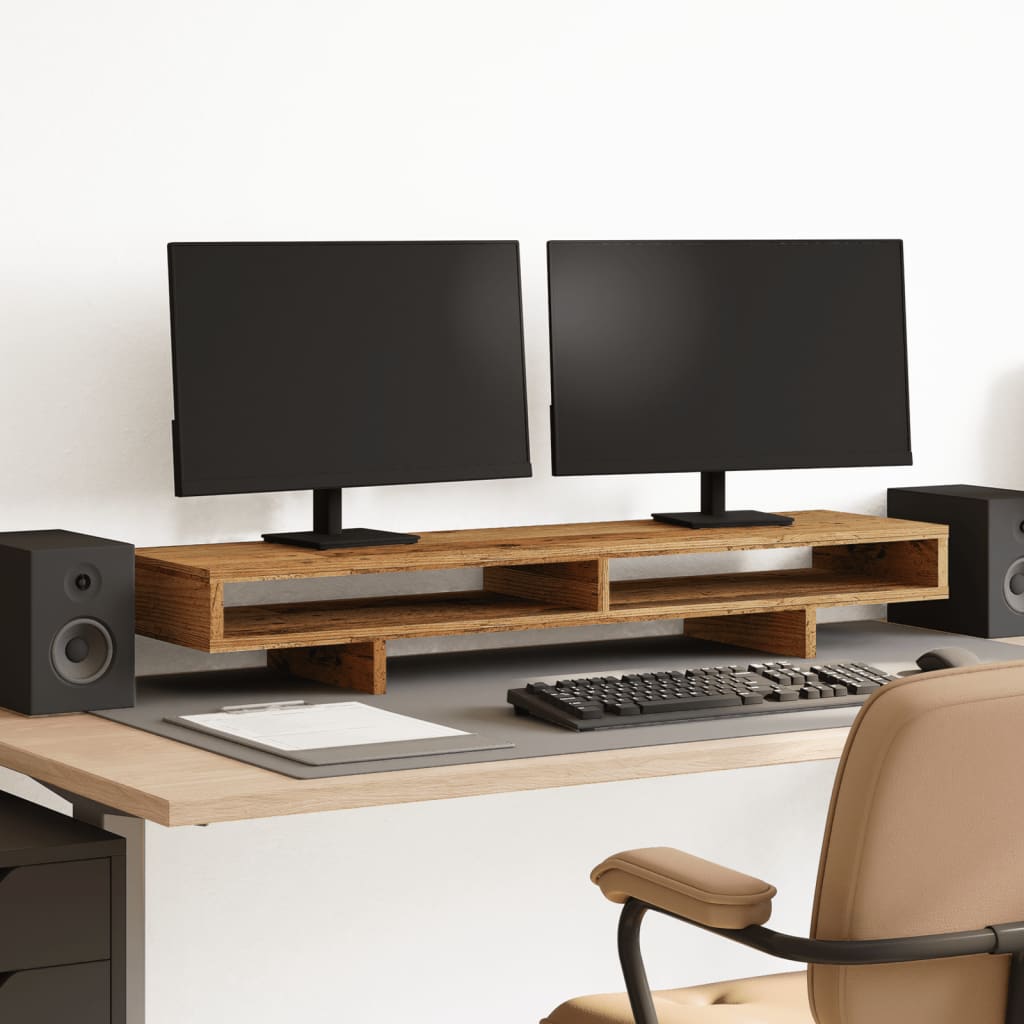 vidaXL Monitor Stand Old Wood 100x27x15 cm Engineered Wood 1