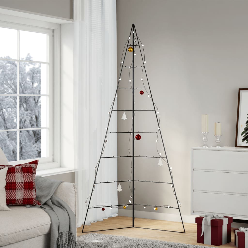 Metal Christmas Tree KUOPIO Steel Black 210 cm without LED