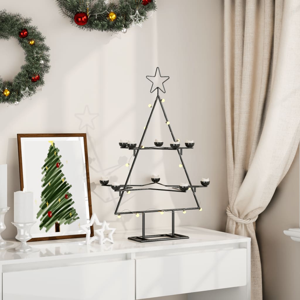 vidaXL Metal Christmas Tree for Decoration Black 75 cm 3