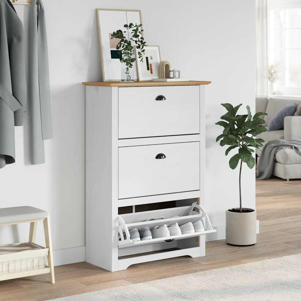 vidaXL Shoe Rack BODO White and Brown 80x35x118 cm 3