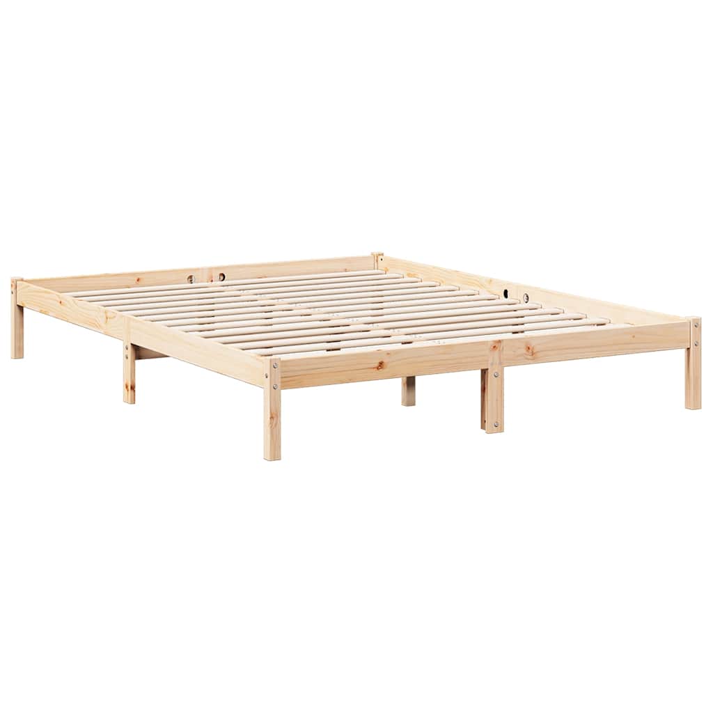 Extra Long Bed Frame without Mattress Length 220 cm Natural 140 cm