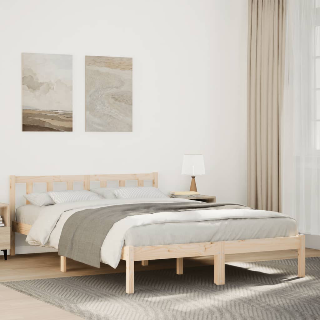 vidaXL Extra Long Bed Frame without Mattress Solid Wood Pine Natural