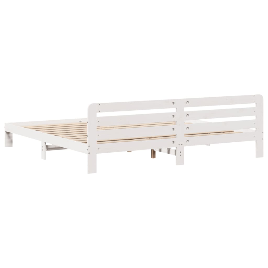 Bed Frame without Mattress Solid Wood Pine Length 200 cm White 180 cm