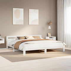 Bed Frame without Mattress Solid Wood Pine Length 200 cm White 200 cm