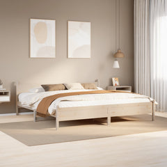 Bed Frame without Mattress Solid Wood Pine Length 200 cm Natural 180 cm