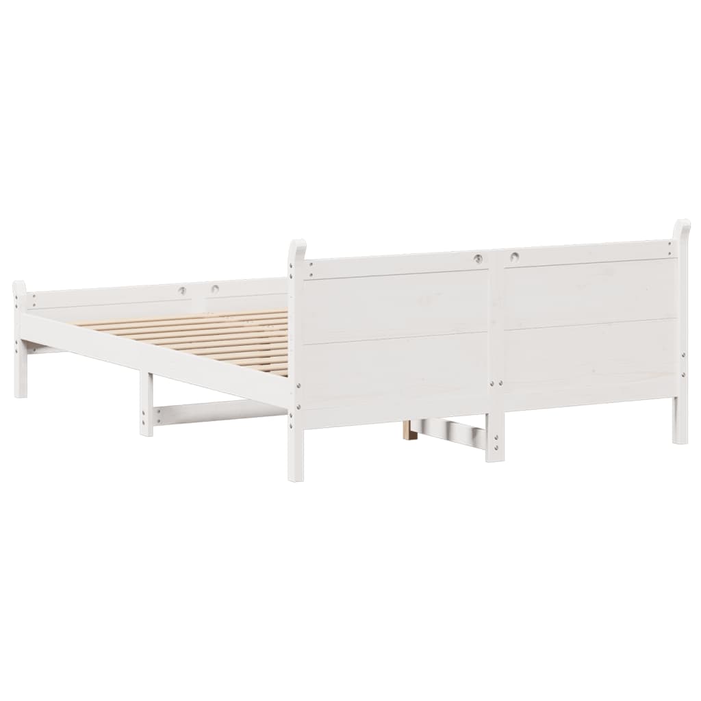 Bed Frame without Mattress Solid Wood Pine Length 200 cm White 150 cm