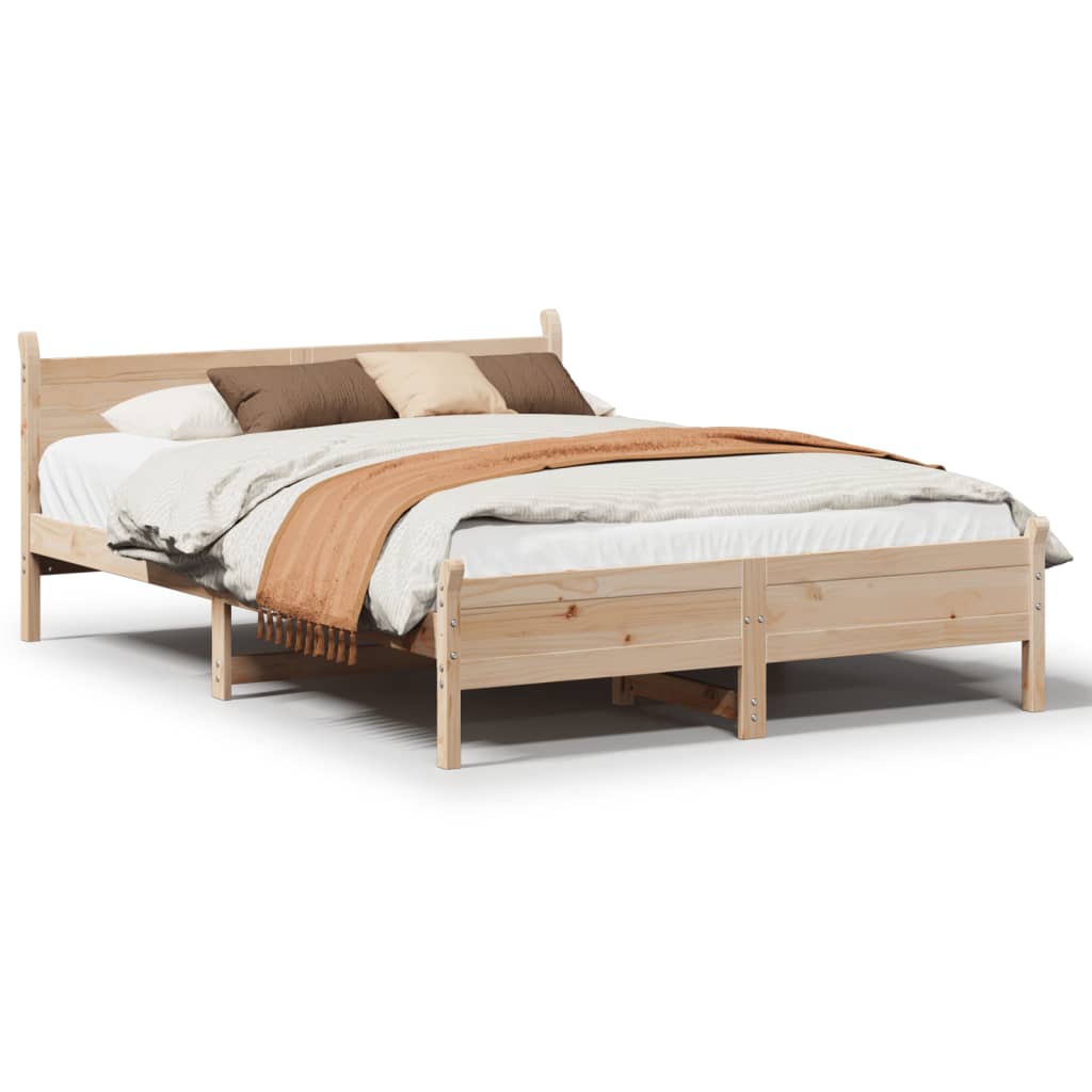 Bed Frame without Mattress Solid Wood Pine Length 200 cm Natural 120 cm