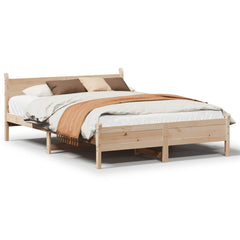 Bed Frame without Mattress Solid Wood Pine Length 200 cm Natural 120 cm