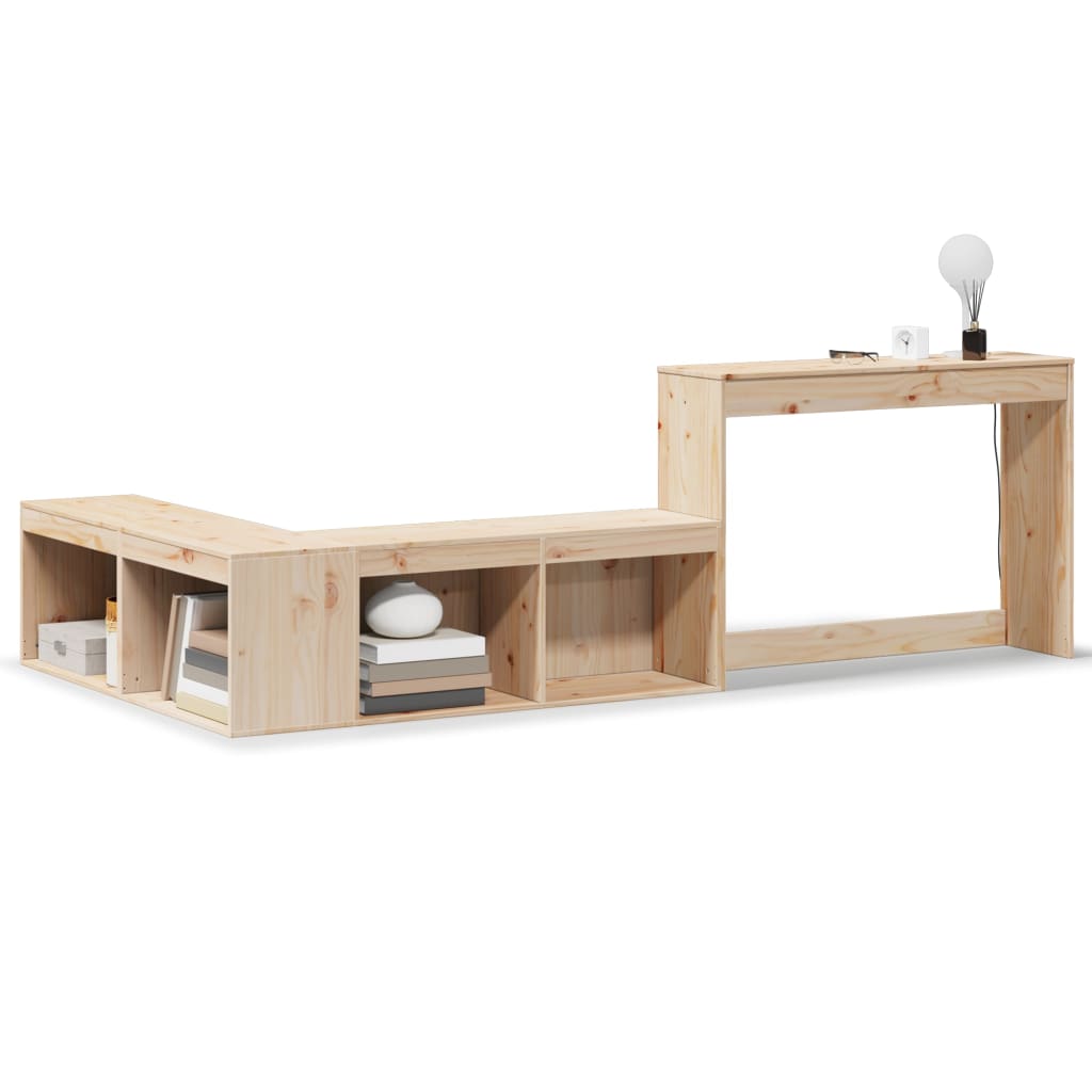 vidaXL Bedside Cabinet with Desk 232x122x75 cm Solid Wood Pine 2