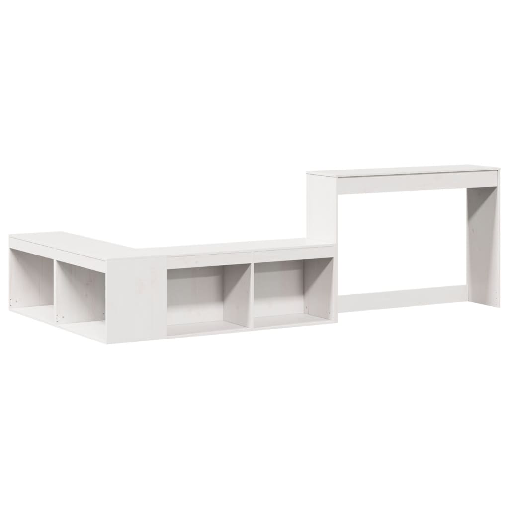 vidaXL Bedside Cabinet with Desk White 232x122x75 cm Solid Wood Pine 3