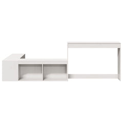 vidaXL Bedside Cabinet with Desk White 232x122x75 cm Solid Wood Pine 4