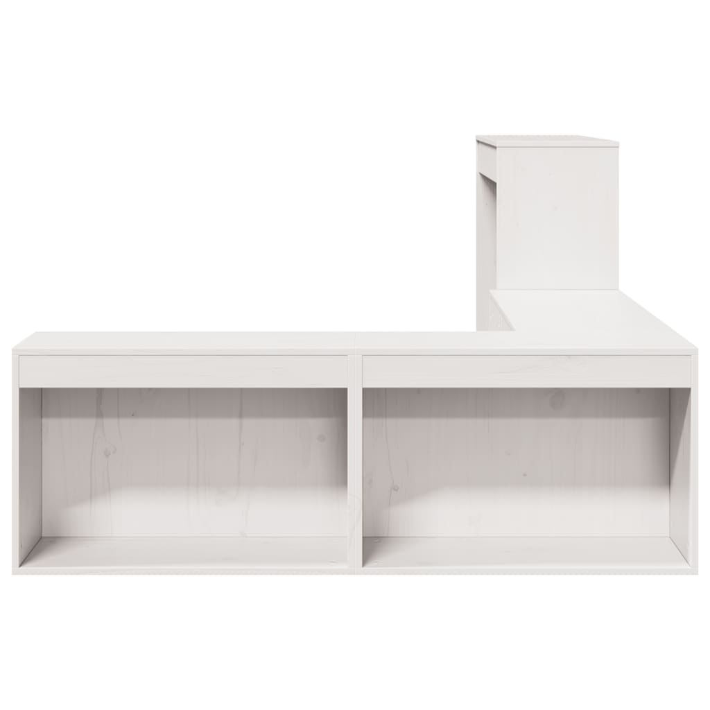 vidaXL Bedside Cabinet with Desk White 232x122x75 cm Solid Wood Pine 5