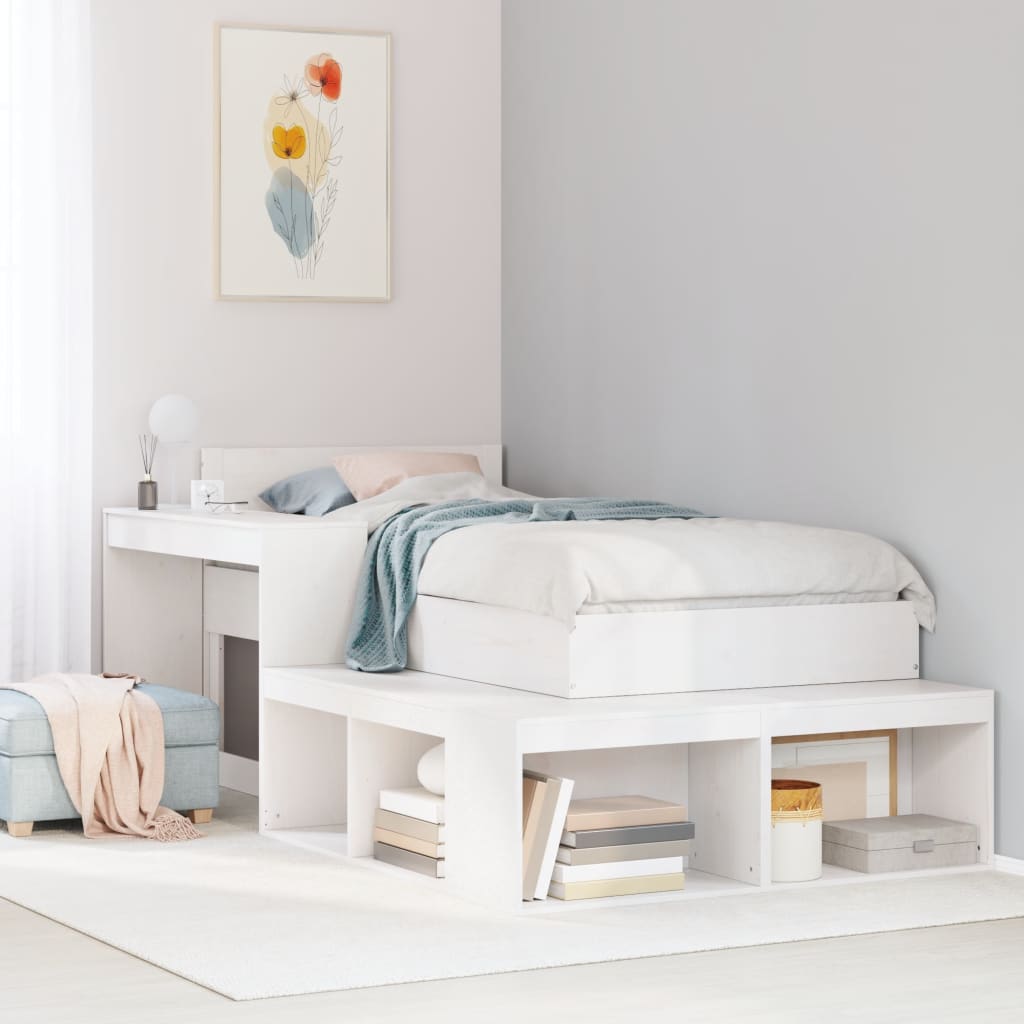 vidaXL Bedside Cabinet with Desk White 232x122x75 cm Solid Wood Pine 1