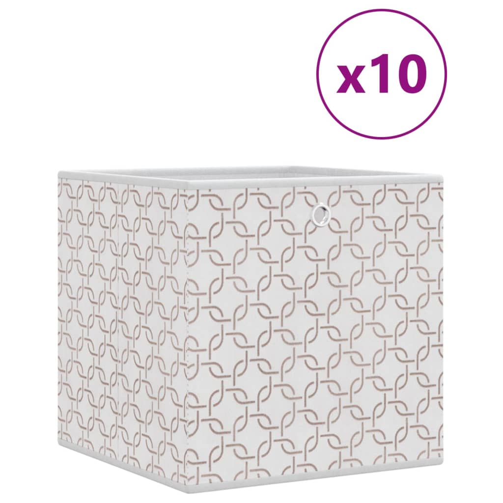 vidaXL Foldable Storage Boxes 10 pcs Cream 32x32x32 cm Non-woven Fabric 2