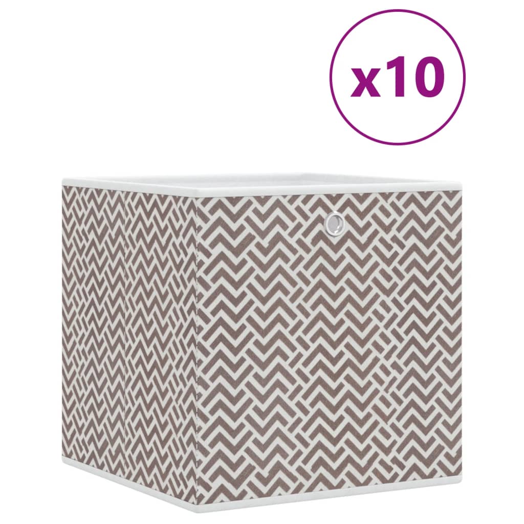 vidaXL Foldable Storage Boxes 10 pcs Brown 32x32x32 cm Non-woven Fabric 2