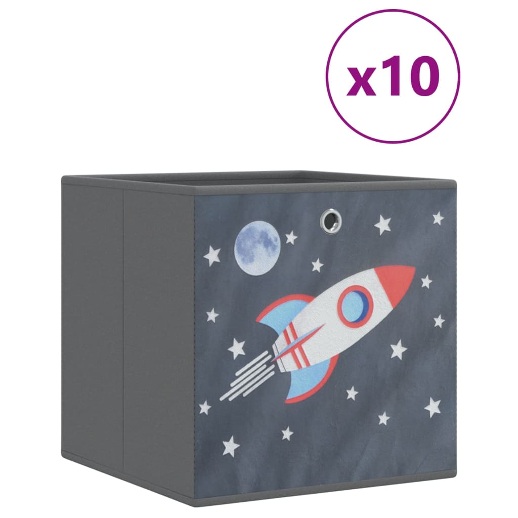 vidaXL Foldable Storage Boxes 10 pcs Grey 32x32x32 cm Non-woven Fabric 2