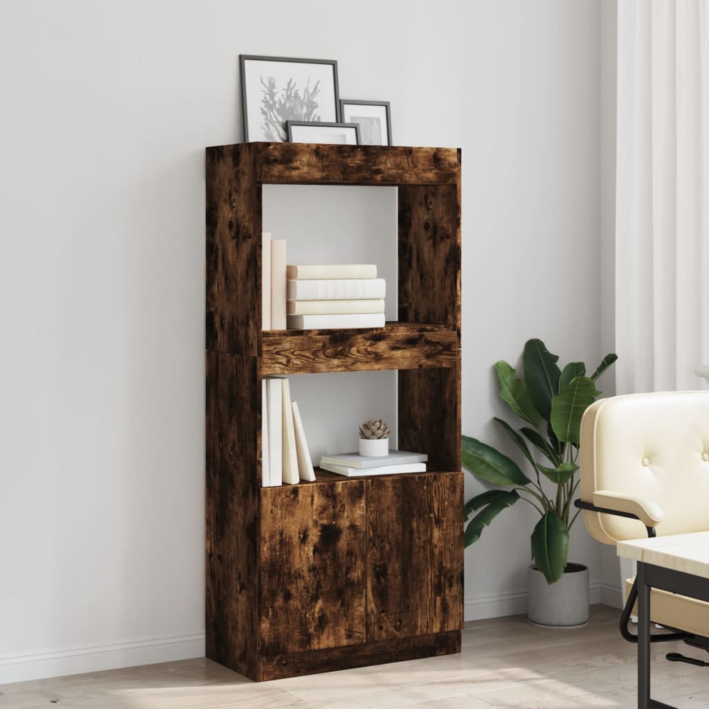 vidaXL Highboard Smoked Oak 63x33x140 cm Engineered Wood 4