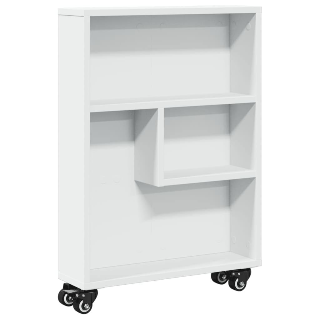 vidaXL Narrow Storage Trolley White 48x13x68 cm Engineered Wood 2