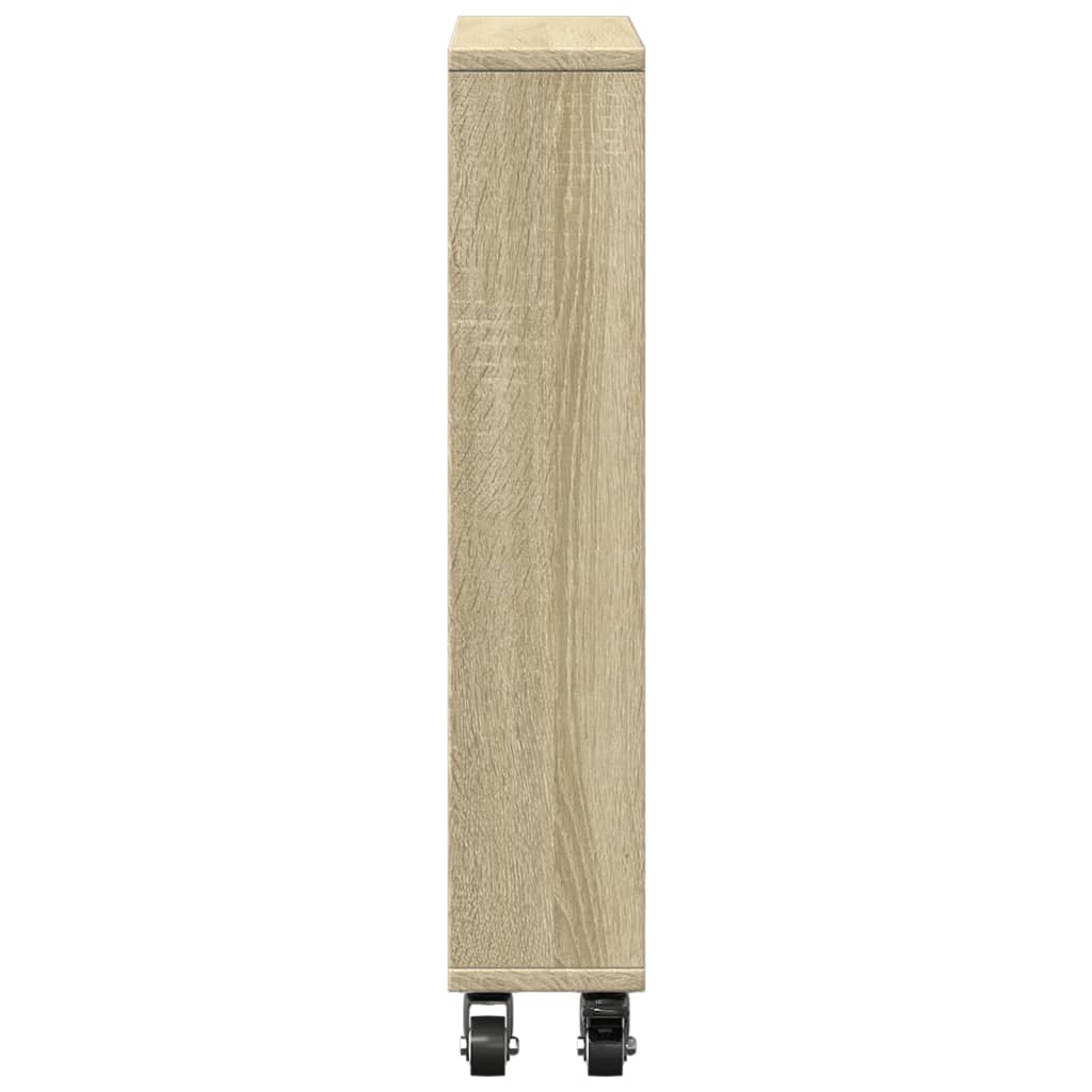 vidaXL Narrow Storage Trolley Sonoma Oak 48x13x68 cm Engineered Wood 5
