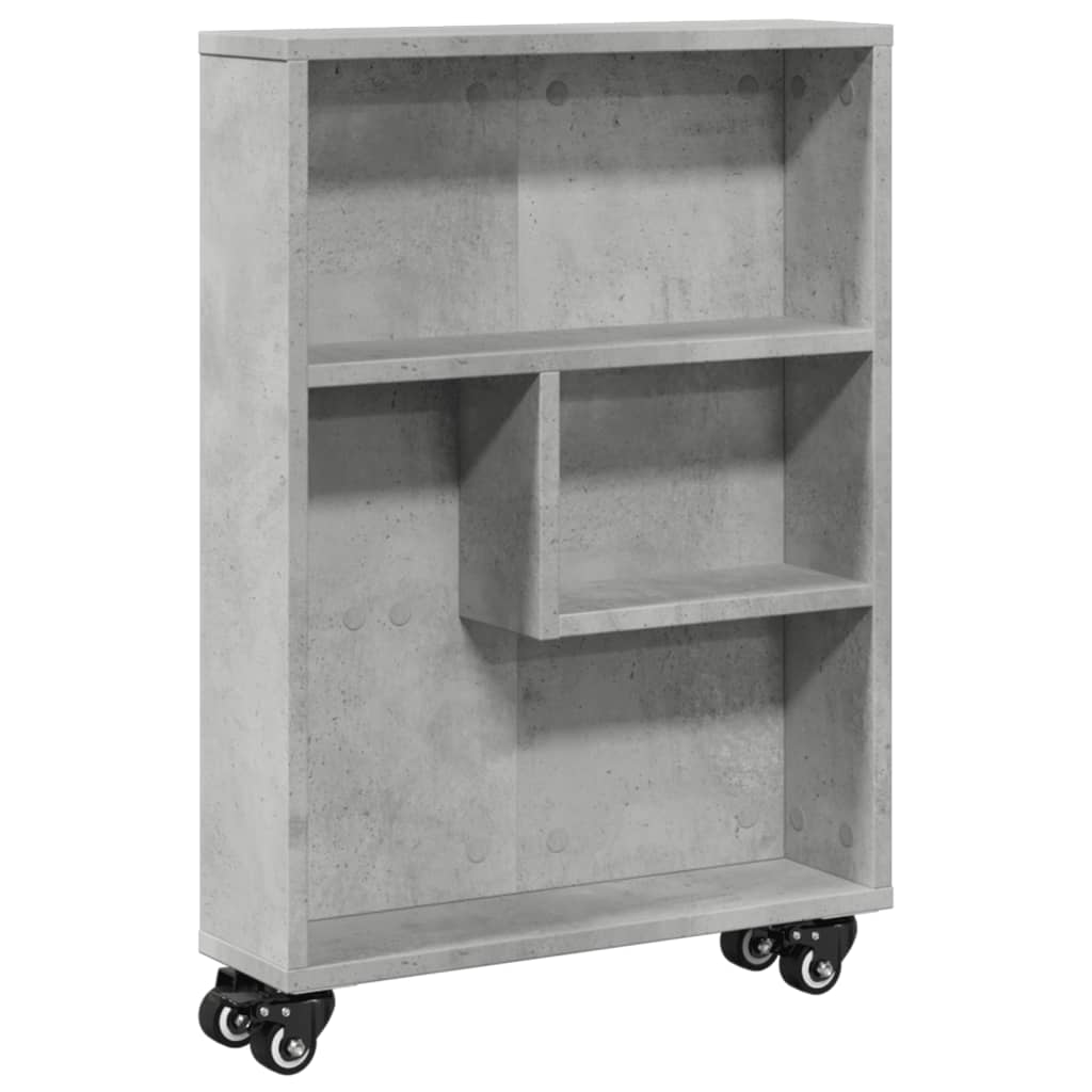 vidaXL Narrow Storage Trolley Concrete Grey 48x13x68 cm Engineered Wood 2