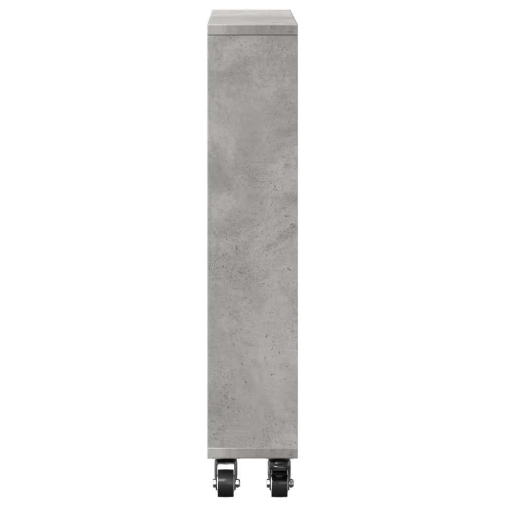 vidaXL Narrow Storage Trolley Concrete Grey 48x13x68 cm Engineered Wood 5