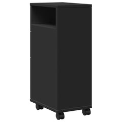 vidaXL Narrow Bathroom Cabinet with Wheels Black Engineered Wood 6