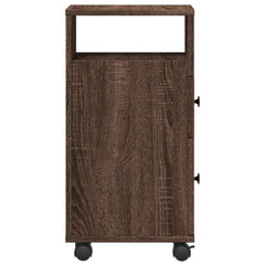Narrow Bathroom Cabinet with Wheels Brown Oak Engineered Wood, image 5