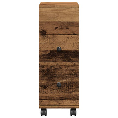vidaXL Narrow Bathroom Cabinet with Wheels Old Wood Engineered Wood 4