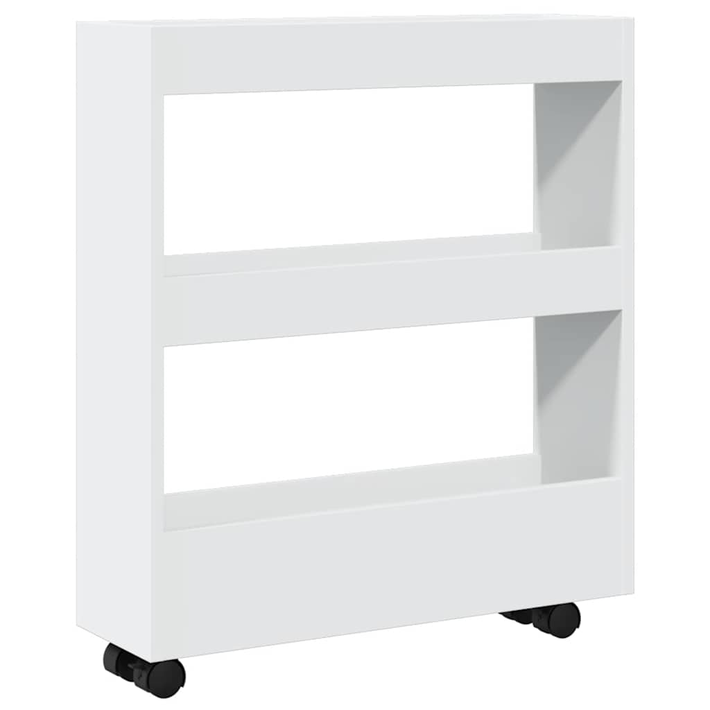 vidaXL Narrow Storage Trolley 3 Tier White Engineered Wood 2