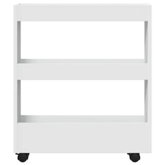 vidaXL Narrow Storage Trolley 3 Tier White Engineered Wood 4