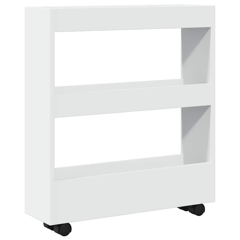 vidaXL Narrow Storage Trolley 3 Tier White Engineered Wood 6