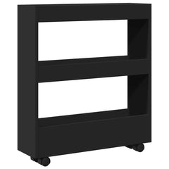 vidaXL Narrow Storage Trolley 3 Tier Black Engineered Wood 6