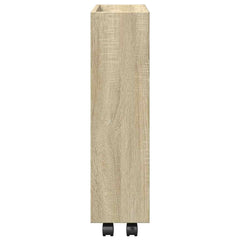 vidaXL Narrow Storage Trolley 3 Tier Sonoma Oak Engineered Wood 5