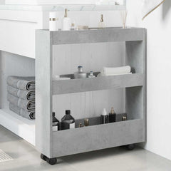 vidaXL Narrow Storage Trolley 3 Tier Concrete Grey Engineered Wood 3
