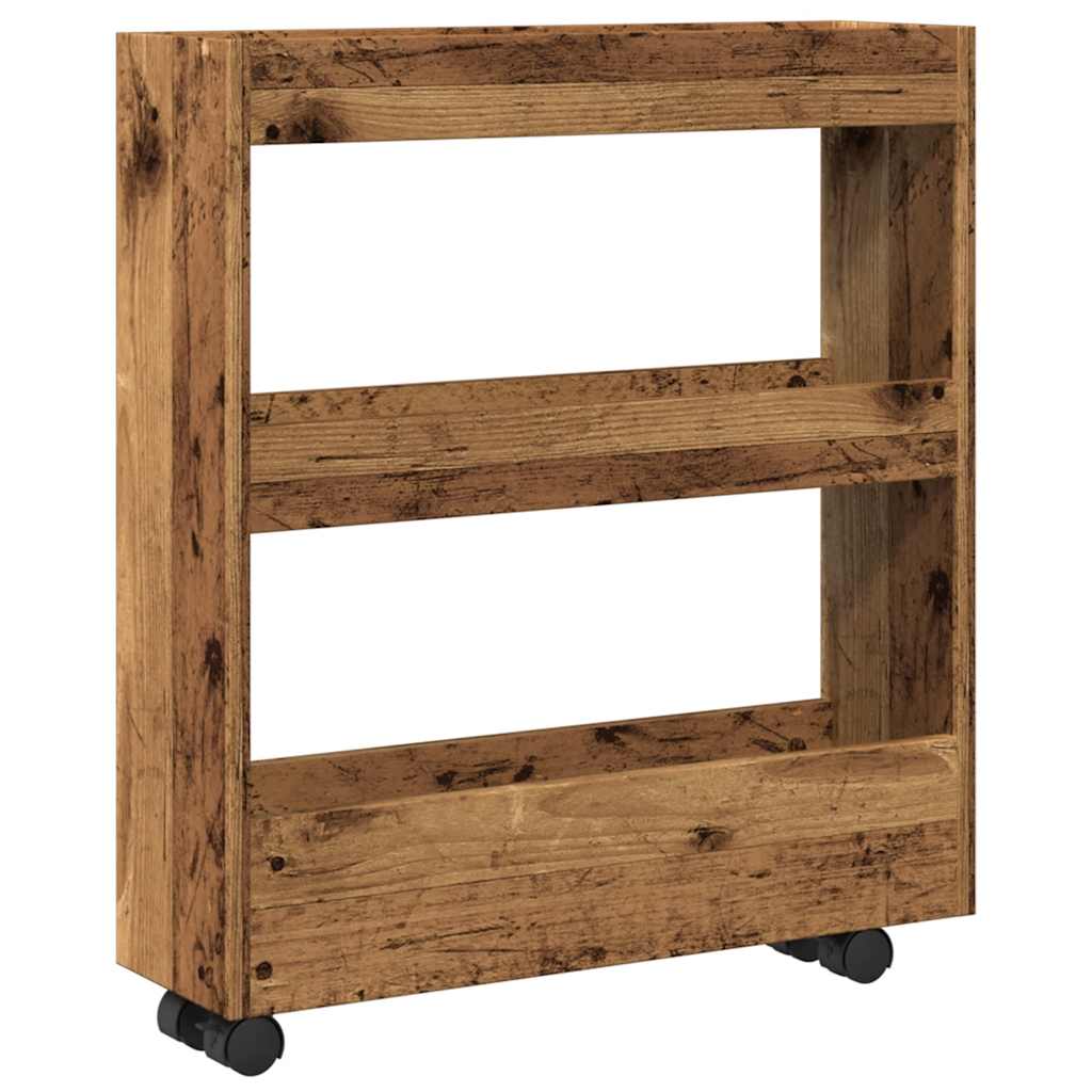 vidaXL Narrow Storage Trolley 3 Tier Old Wood Engineered Wood 2