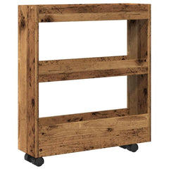 vidaXL Narrow Storage Trolley 3 Tier Old Wood Engineered Wood 2