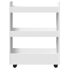 vidaXL Narrow Storage Trolley 3 Tier White Engineered Wood 4