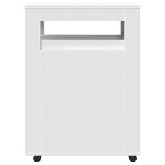Narrow Bathroom Cabinet with Wheels White Engineered Wood, image 4